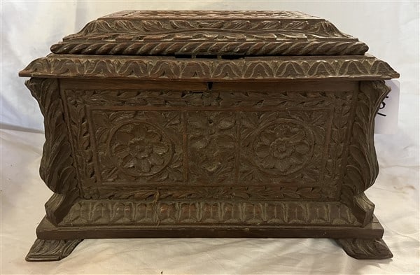 Elaborately Carved 19th Cent Rent Box (1 of 2)