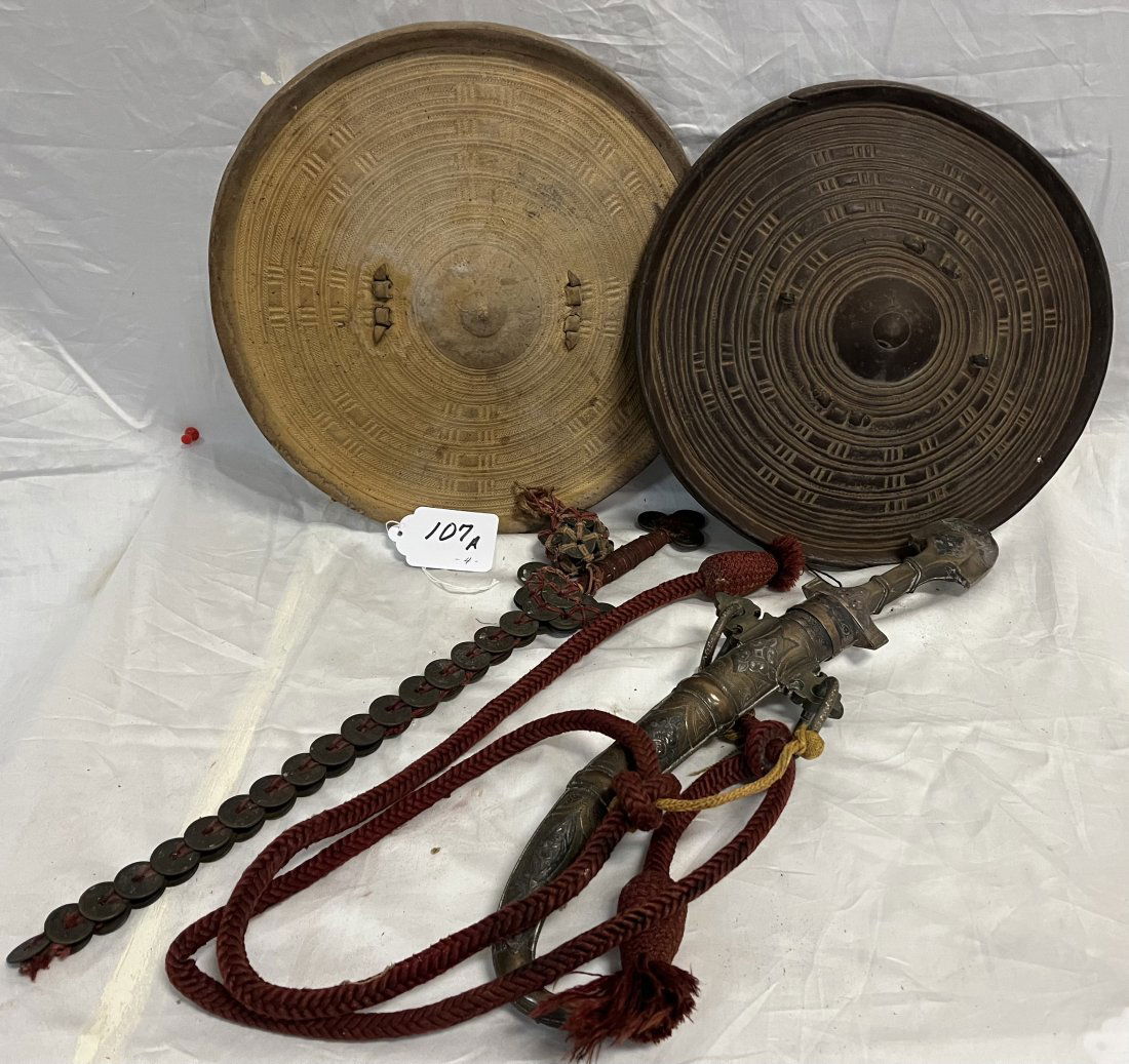 2 12" Carved Shields with Daggerand Ceremonial Swd (1 of 4)