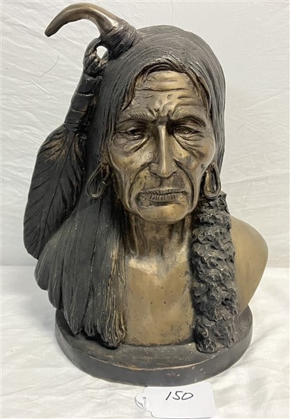 14" Bronze Indian Bust (1 of 3)