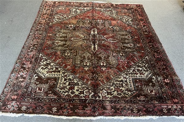 Hand Made Antique Heriz 7'10" x 8'2" (1 of 4)
