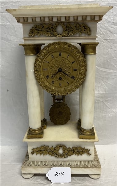 Antique 19" Marble Column Clock (1 of 3)