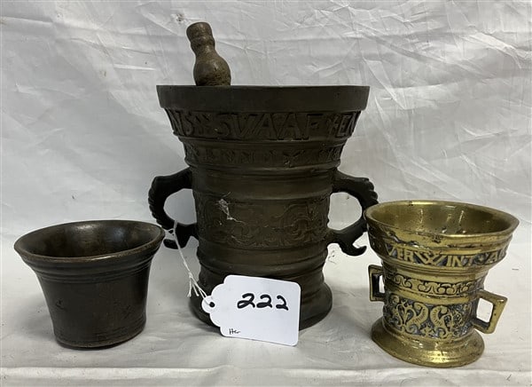 7" Antique Mortar and Pestle, 2 Small Mortars (1 of 5)