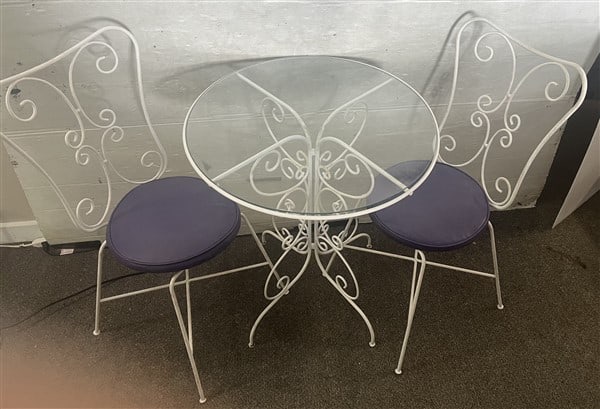 Glass Top Patio Table and Two Chairs (1 of 2)