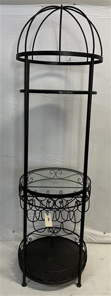 78" Iron and Glass Wine Rack/ Serving Station: 78" Iron and Glass Wine Rack/ Serving Station