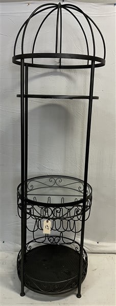 78" Iron and Glass Wine Rack/ Serving Station: 78" Iron and Glass Wine Rack/ Serving Station