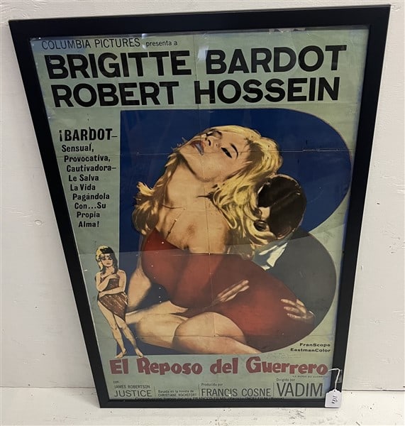 Vintage Framed Brigitte Bardot 1950's Original Poster: Vintage Framed Brigitte Bardot 1950's Original Poster