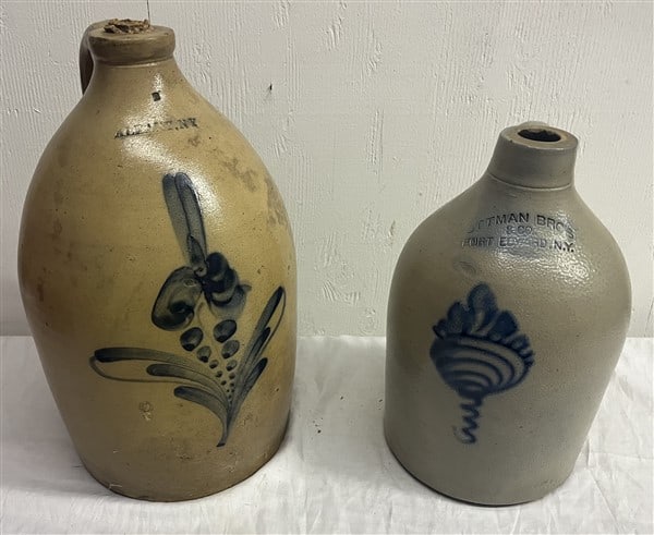 Two 19th Cent. Pottery Jugs Albany and FT. Edward: Two 19th Cent. Pottery Jugs Albany and FT. Edward