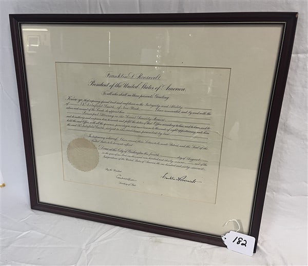 Framed FDR Social Security Appointment: Framed FDR Social Security Appointment
