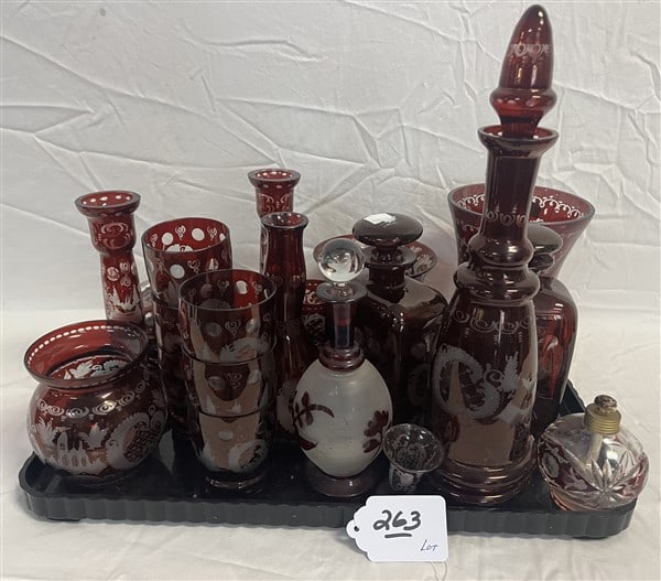 Bohemian Ruby Red Etched Glass: Bohemian Ruby Red Etched Glass