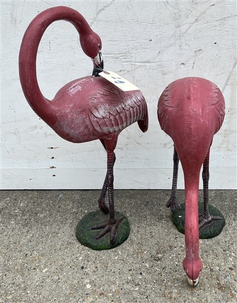 2 Vintage Iron Flamingos tallest 24" (1 of 2)