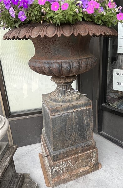 19th Cent 3 Part Cast Iron Urn 47" high (1 of 1)