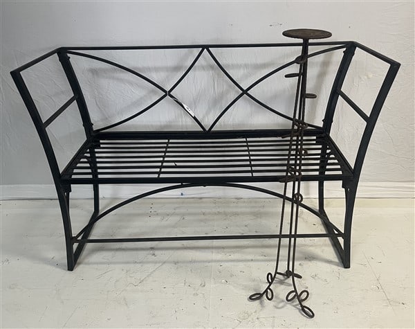 47" Metal Garden Bench and Metal Garden Element (1 of 2)