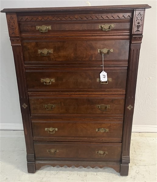 6 Drawer Walnut Victorian Lockside Chest (1 of 2)