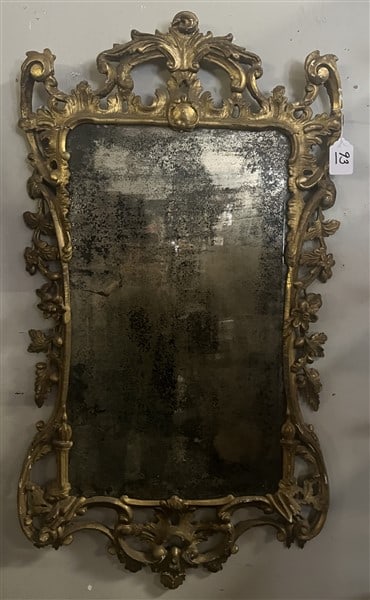 18th Cent Gild Mirror 25 x 45 (1 of 8)