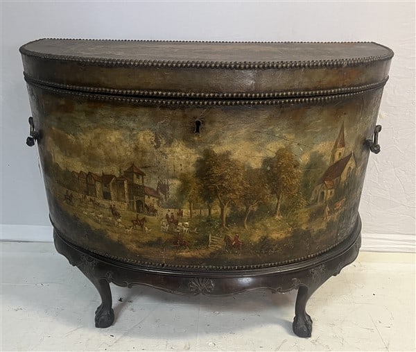AntiqueLeather Clad Venetian Chest Original Paint (1 of 5)