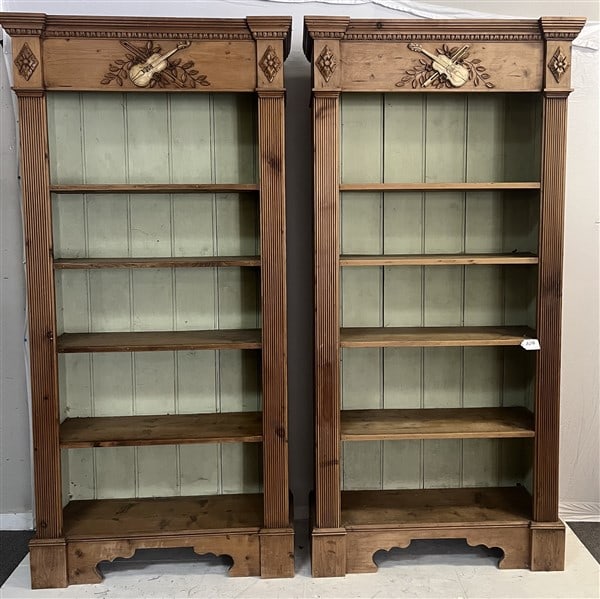 Matched Pr English Pine Antique Bookcases 86" Tall, 41" wide (1 of 8)