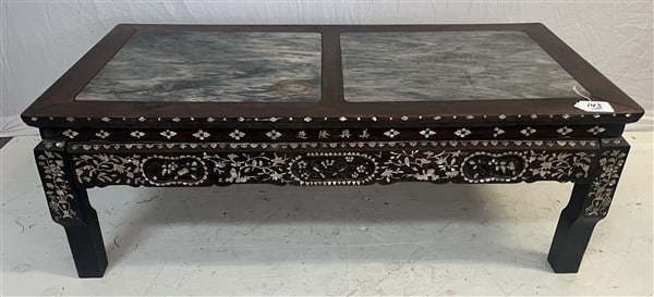 Oriental Coffee Table with Marble Inset Top MOP Inlay (1 of 3)