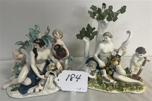 2 Unmarked Porcelain Familial Groups (1 of 3)