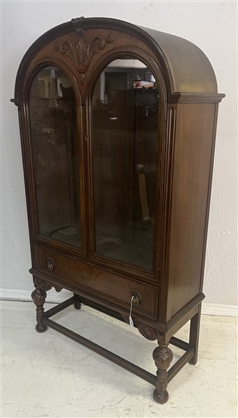 Arch Top Walnut Curio ca 1930 (1 of 2)