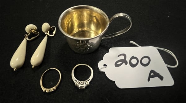 Sterling cup, gold 10k Ring Sterling Ring, Sterling Earrings (1 of 1)