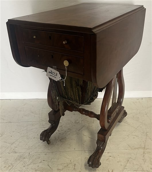 19th Cent Sewing Stand with Paw Feet (1 of 4)