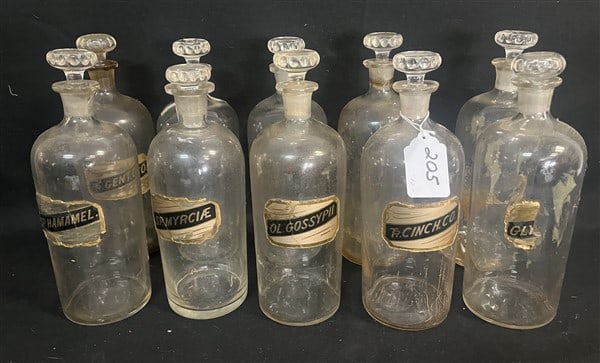 10 Large French Apothecary Bottles 12/13 inches tall (1 of 3)
