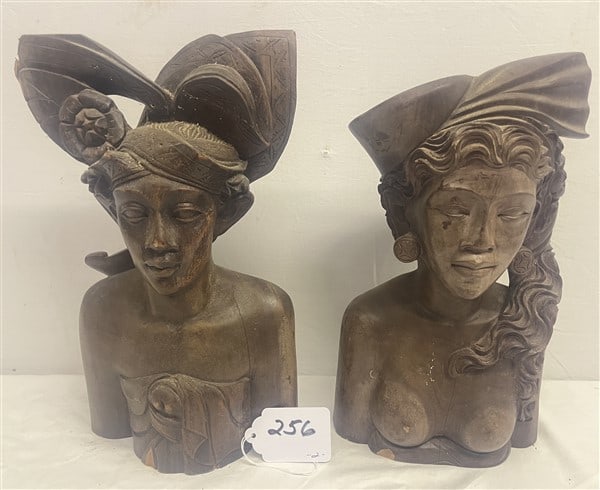 2 Balinese Carved Wooden Figures 13" tall: 2 Balinese Carved Wooden Figures 13" tall
