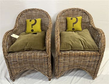 Pr. of Rattan Arm Chairs