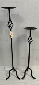 2 Iron Candle Holders - 35" and 45"h