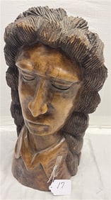 21" Carved Wooden Bust