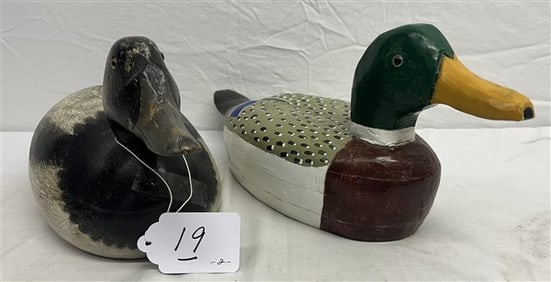 2 Hand Carved Duck Decoys