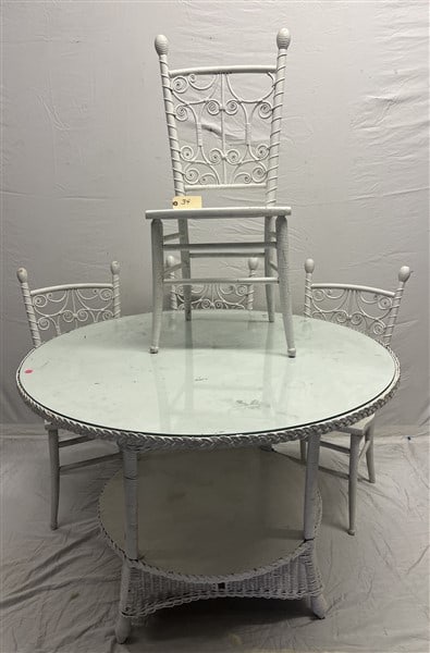Antique Wicker Table with 4 Chairs (1 of 2)