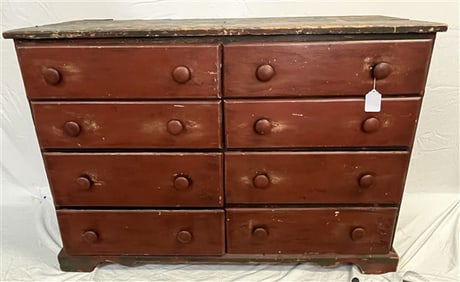 19th Cent. 8 Drawer Chest in Original Paint