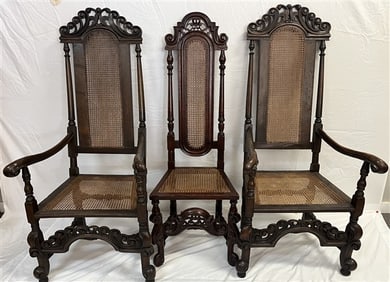3 Carved 19th Cent. English Altar Chairs