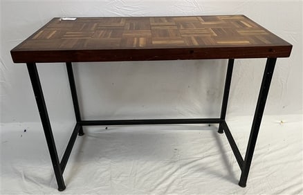 Steel Table with Parquetry Top