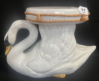 Full Size Porcelain Swan Garden Seat 27"L x 19"h