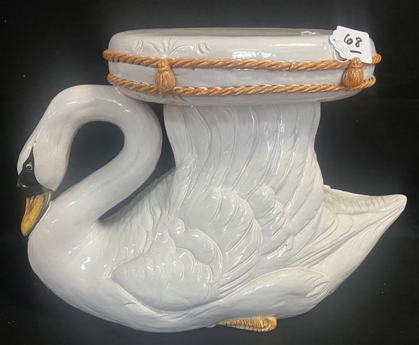 Full Size Porcelain Swan Garden Seat 27"L x 19"h (1 of 1)