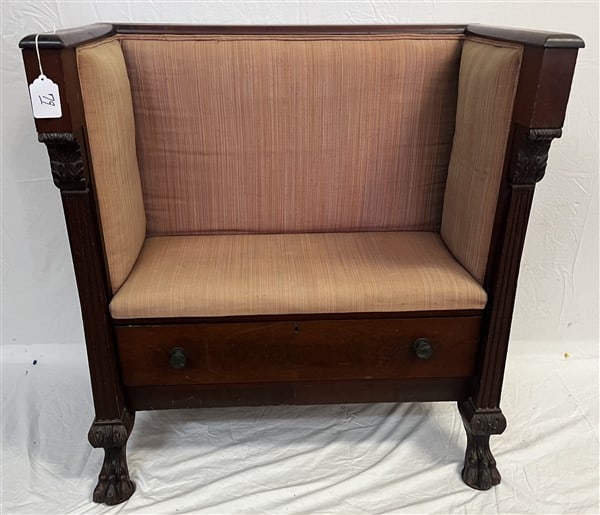 ca. 1840 Empire Mahogany Hall Bench (1 of 2)