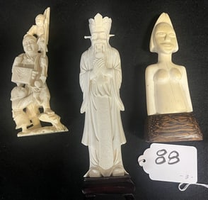3 Carved Bone Figures