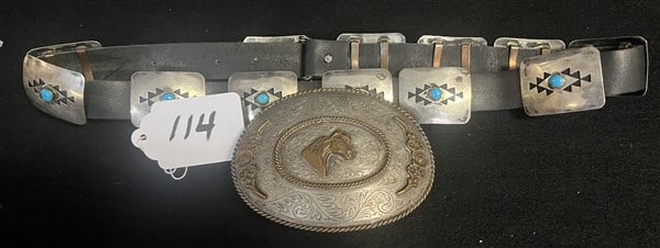 Sterling Belt and Silver Overlaid Buckle: Sterling Belt and Silver Overlaid Buckle