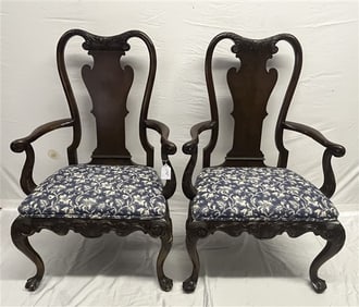 2 Hand Carved 19th Cent. Arm Chairs