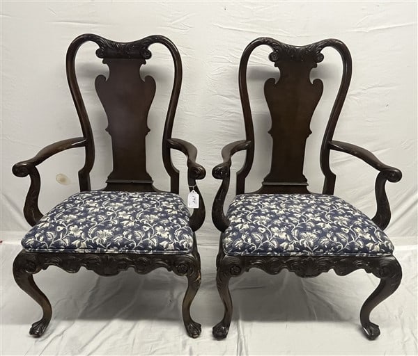 2 Hand Carved 19th Cent. Arm Chairs (1 of 3)