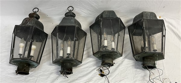 Four 22" Copper Lanterns: Four 22" Copper Lanterns