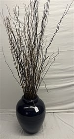 22" Royal Blue Glazed Floor Vase