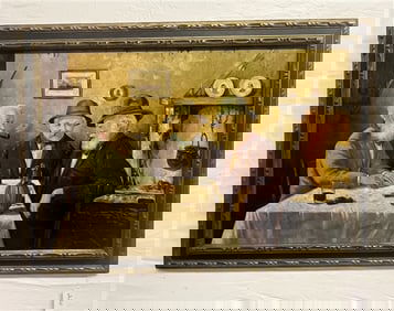 Framed o/c "Card Players"