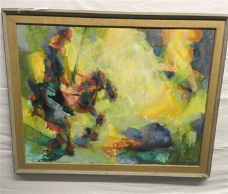ca. 1950's Framed Acrylic on Canvas - Ted Davis 36" x 45"