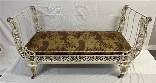 19th Cent. Iron Daybed with Paisley Cushion