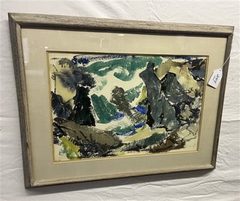 Framed Ted Davis Watercolor - 24" x 30"