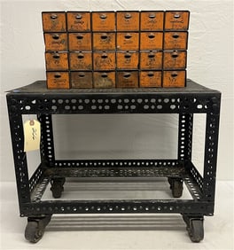 Industrial Cart and Vintage Parts Cabinet
