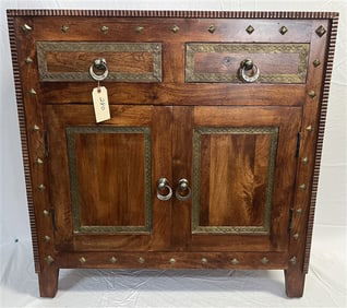 2 Door, 2 Drawer Cabinet with Metal Accents